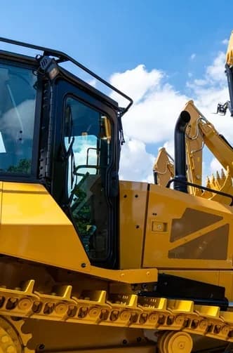 Heavy construction equipment ready for export to Canada